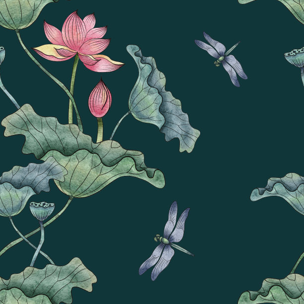 荷花边图案图片下载