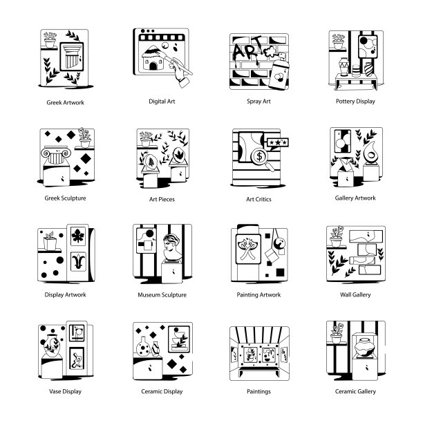 艺术工作室字形图标的集合图片下载