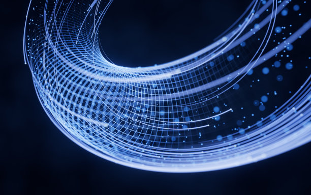 流畅的数字线条配合网络空间背景，3d渲染。图片下载