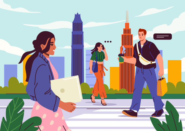 城市生活方式场景矢量素材图片下载