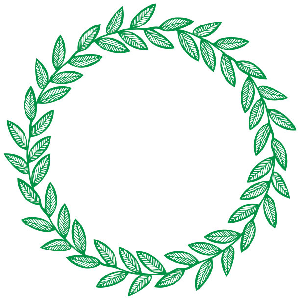 美丽的绿色花卉矢量插图圆形框架上的白色背景与复制空间的卡片或照片图片下载