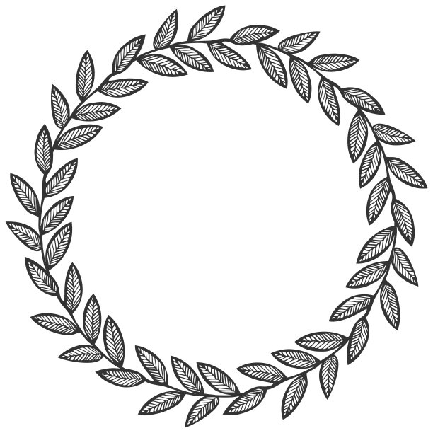 美丽的灰色花卉矢量插图圆形框架上的白色背景与复制空间的卡片或照片图片下载