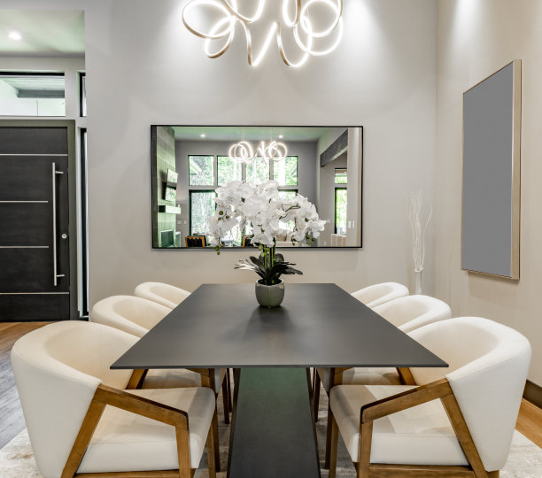 豪宅展示住宅内部房间和外部建筑照片图片下载