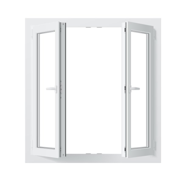 逼真的pvc窗与清晰的玻璃板，3d图片下载