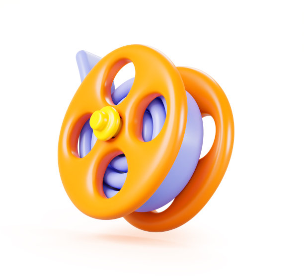 电影卷轴与电影磁带隔离在白色背景3d渲染图标。用于摄像机或投影仪的胶片卷、线轴或线轴。电影工业元素，卡通色彩平面设计图片下载