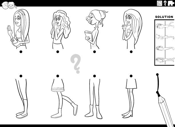 配对一半的漫画女孩的图片活动着色页图片下载