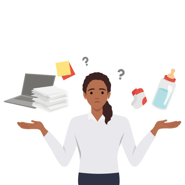 困惑的女人在考虑做母亲还是事业。沮丧的女性决定成为母亲或商人。图片下载