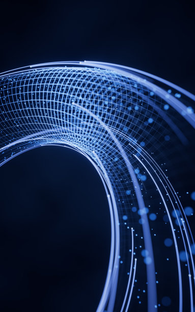 流畅的数字线条配合网络空间背景，3d渲染。图片下载