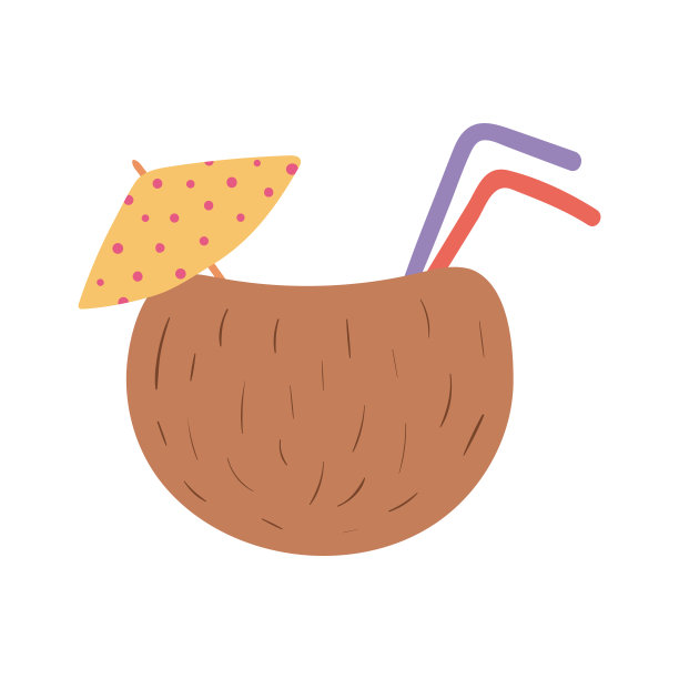 热带鸡尾酒在椰子插图图片下载