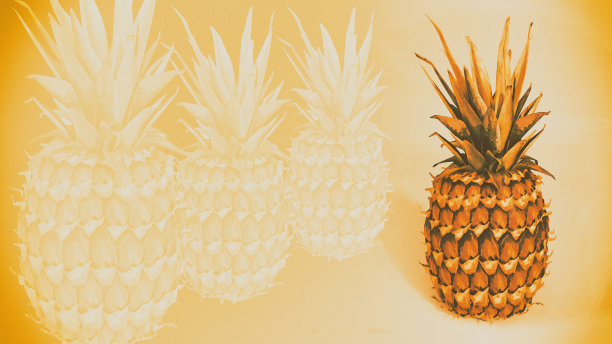 橙色背景配菠萝图片下载