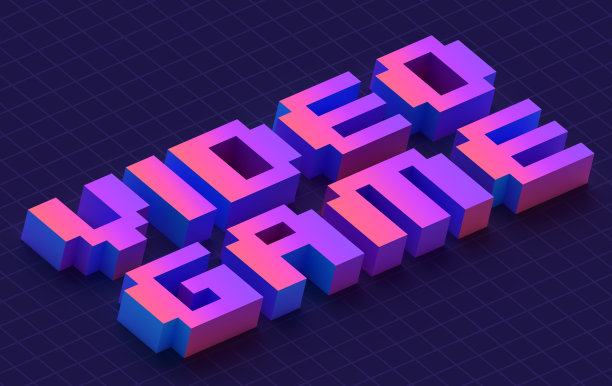 复古视频游戏3D像素数字背景图片下载