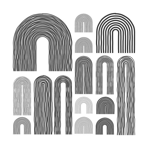 中世纪的拱门元素，现代的几何形状。当代设计，极简主义艺术。手绘线条。时尚设计元素的墙壁装饰，海报，书籍和封面。矢量图图片下载