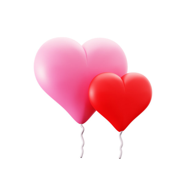 大大小小的壁炉形状的气球为婚礼情人节浪漫的爱情事件3d图标插图设计图片下载