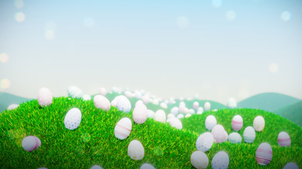 复活节篮子在草地上图片下载