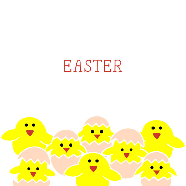 明亮的插图与鸡在一个白色的背景。明信片。复活节。图片下载