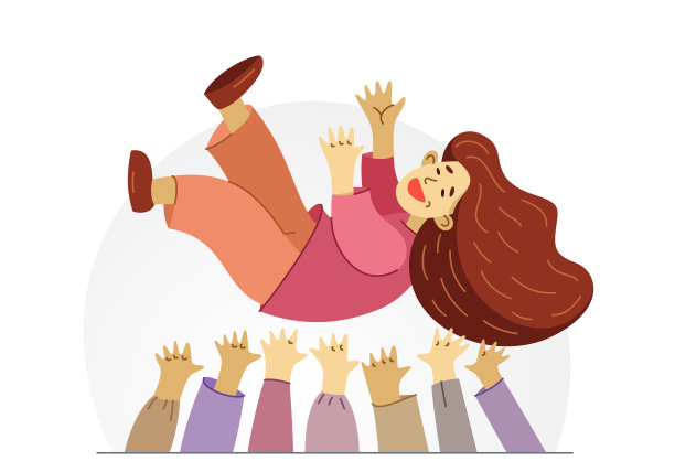 快乐的商业团队把他们庆祝成功的领导，一群人在办公室举行快乐聚会的矢量插图，胜利。图片下载