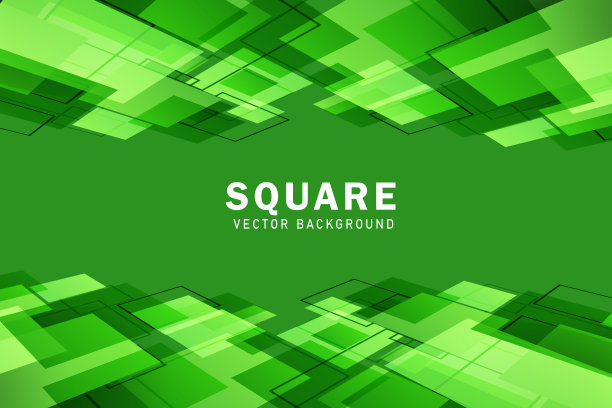 现代绿色几何背景与重叠的方形形状图片下载