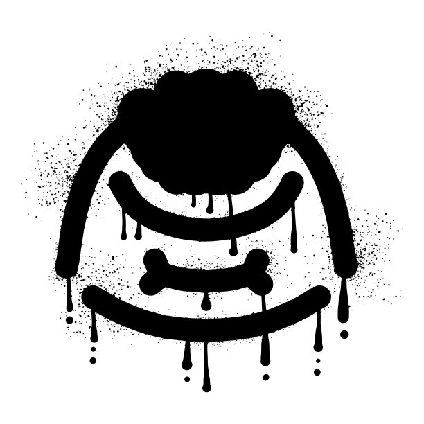 狗碗涂鸦与黑色喷漆艺术图片下载