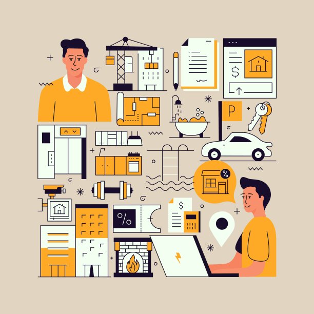 房地产相关的矢量设计概念。全局多球体随时可用的模板。网页横幅，网站标题，杂志，移动应用程序等。现代设计。图片下载