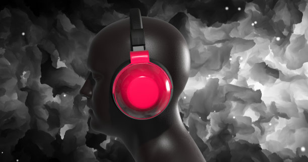 年轻人无意识地移动着他的头。听电子音乐图片下载