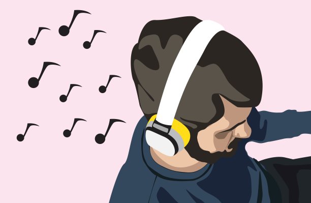 带着耳机和乐谱的年轻人图片下载