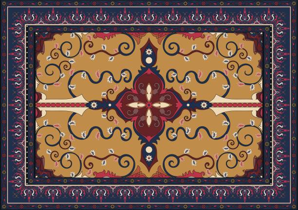 波斯地毯是蓝色的，有一个颜色窗口，很容易改变颜色。图片下载