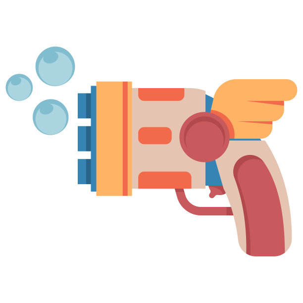 泡沫枪机器的儿童矢量卡通插图孤立在一个白色的背景。图片下载