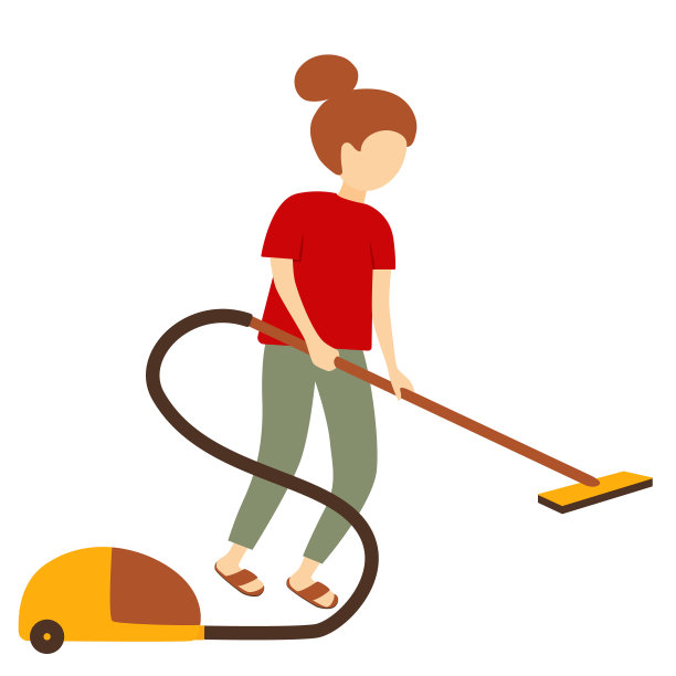 女人手持真空吸尘器进行清洁图片下载