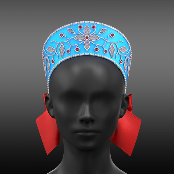 俄罗斯民族头饰kokoshnik。正面角的独立装饰。3 d渲染。图片下载