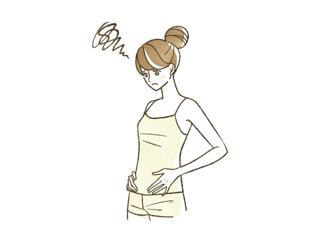 一个女人摸着她的肚子，一副不安的表情图片下载