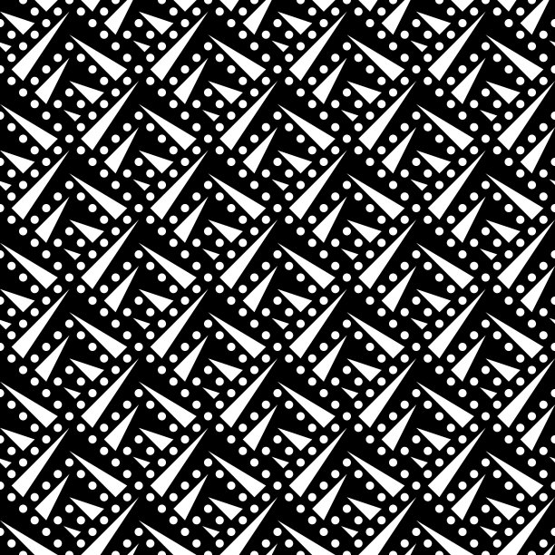 无缝模式。三角形、圆形装饰。几何背景。民族图案。三角形形状，圆点背景。几何图形壁纸。纺织品印花，网页设计，抽象。向量的艺术品。图片下载