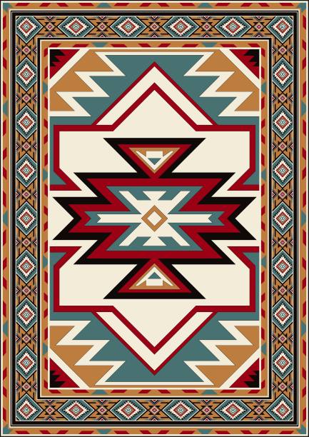 传统地毯，土著人民，s形的象征，龙的信仰豪华地毯。波斯地毯:图案，图案，颜色和布局图片下载