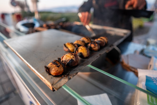 栗子是前景的焦点在前景上，夹子在人的手中，在背景水平仍然图片下载