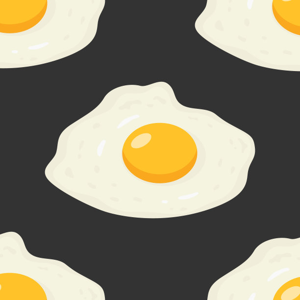 矢量无缝模式与平煎蛋，煎蛋卷在黑色背景。健康早餐，蛋白质食品，减肥餐概念。设计模板图片下载