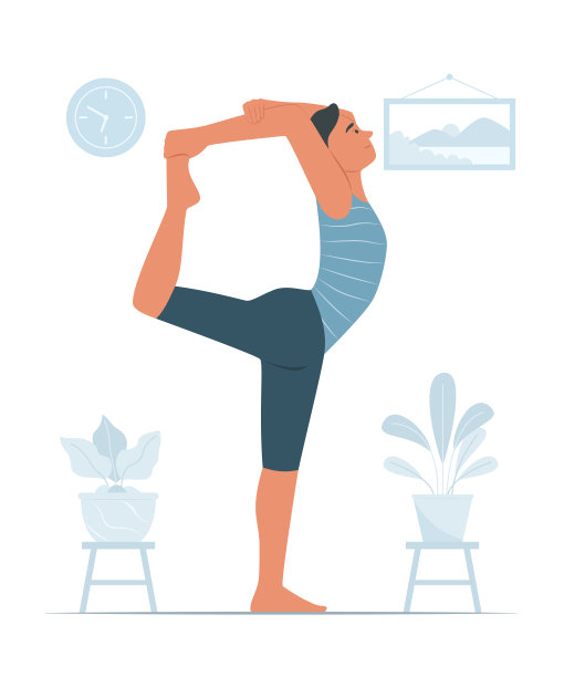 年轻人在家做瑜伽练习图片下载