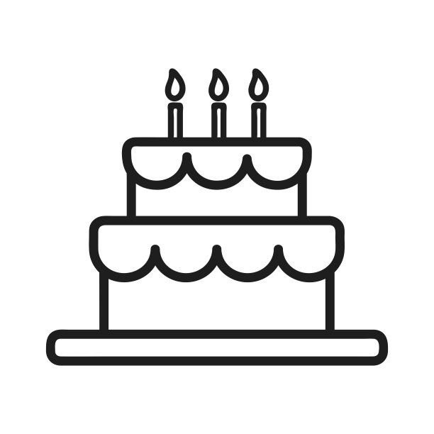 黑白生日庆祝蛋糕插图，类型2图片下载
