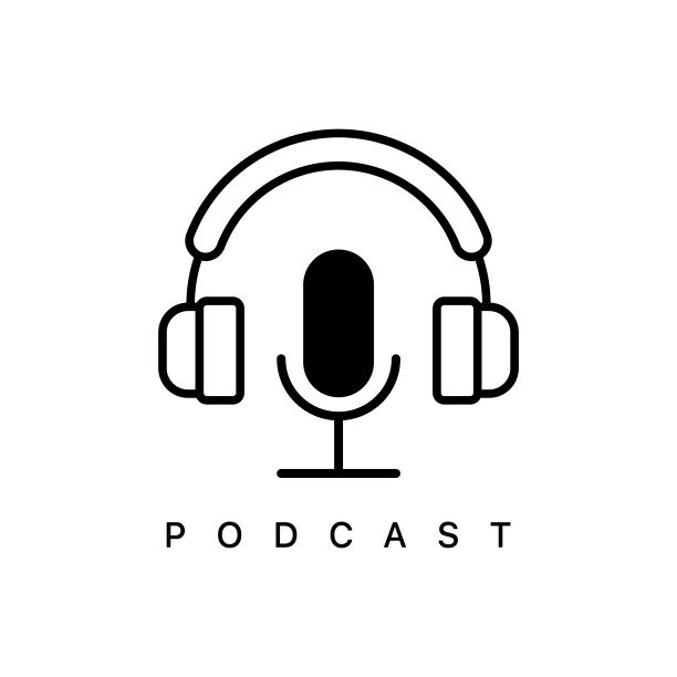 播客图标。麦克风和耳机按钮。线性风格。矢量图标图片下载