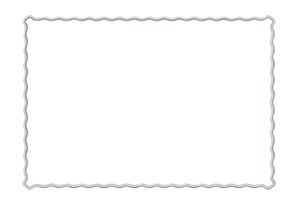矩形现实框架金属或银色波浪。在白色背景上细长。钢材、相框模板。为图片。插图。图片下载