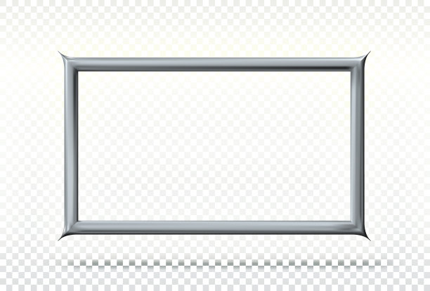金属或银色棱角分明的长方形现实框架，孤立。图片下载
