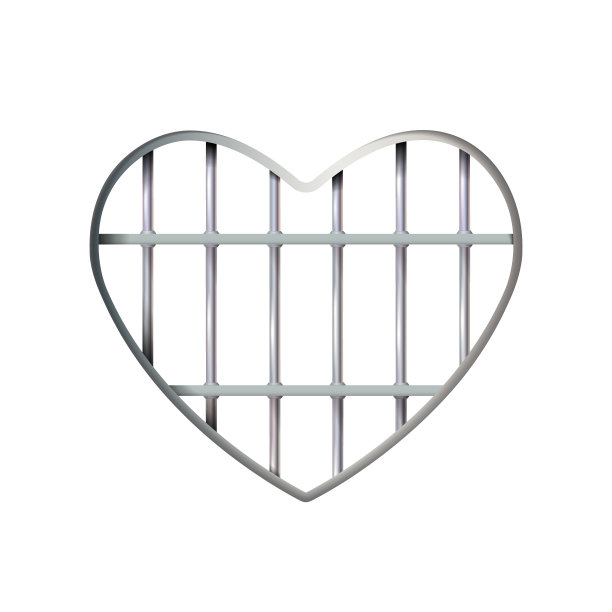 心现实监狱铁内部。带栅栏的现代化监狱牢房。晶格。拘留中心的金属牢房。独立电网。金属图标是爱情的象征。情人节为设计、插画图片下载