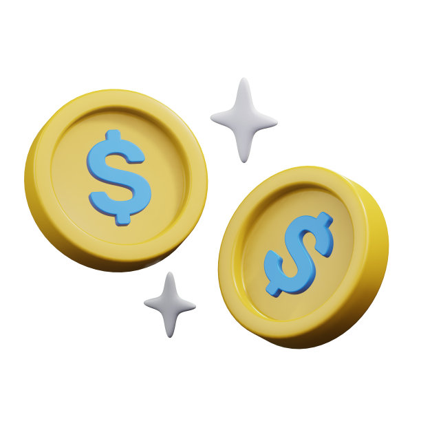 飞行的金币与闪亮的星星周围3d渲染图标插图设计图片下载