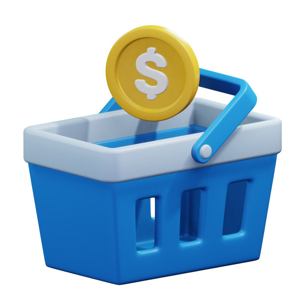 金币内购物篮为股市金融形势3d渲染图标插画设计图片下载