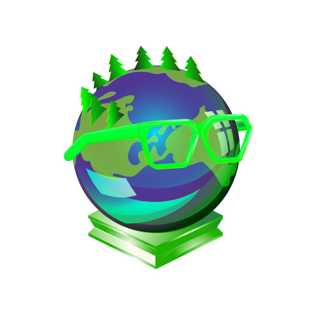 智能地球星球佩戴眼镜，象征着对环境的关注，人性化的地球性格配以色彩缤纷的情感插画。行星生态表情卡通搞笑图片下载