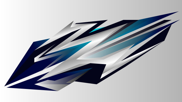 跑车贴纸条纹与抽象的线条艺术和充满活力的色彩组成。图片下载