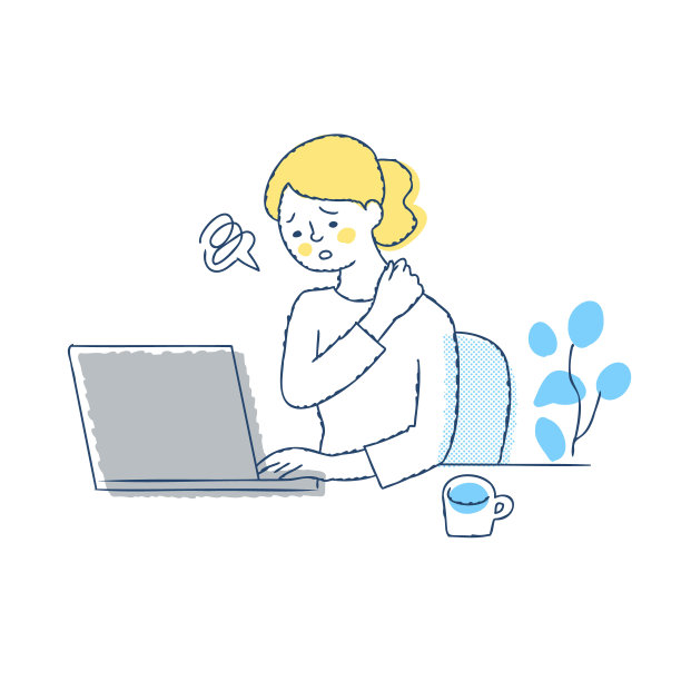 一个在办公桌前工作的女人肩膀僵硬图片下载