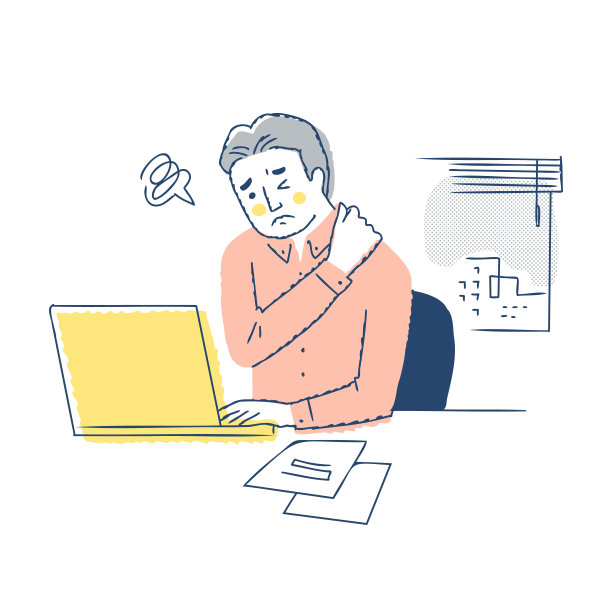 一个在办公桌前工作的人，肩膀僵硬图片下载