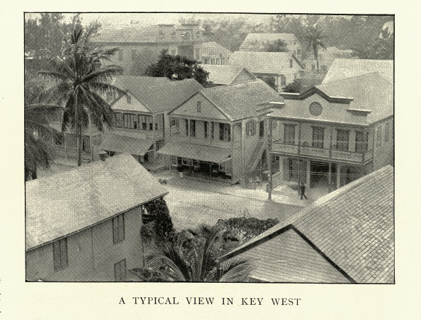 19世纪90年代，佛罗里达州基韦斯特的房屋。19世纪美国建筑图片下载