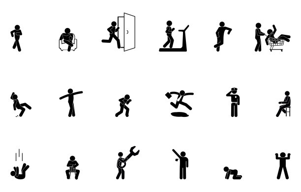 人的图标，棍棒人物剪影，人的象形文字集图片下载