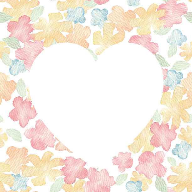 框架与水彩插图粉红色，黄色和橙色抽象花。植物缘，草甸花。花卉植物边界，保存日期，邀请，感谢卡。题词、照片模板图片下载