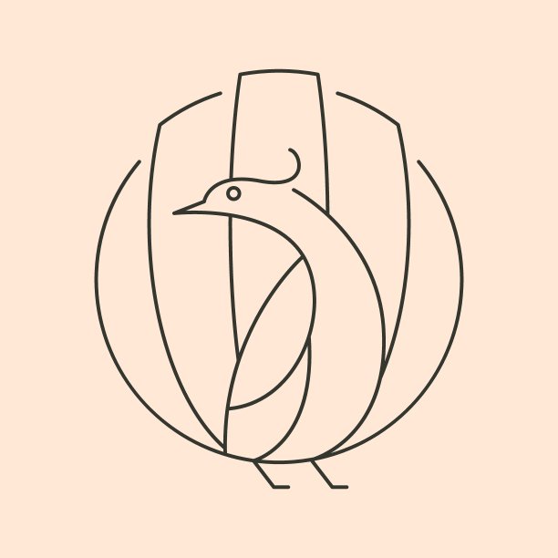 孔雀图标线艺术矢量设计图片下载